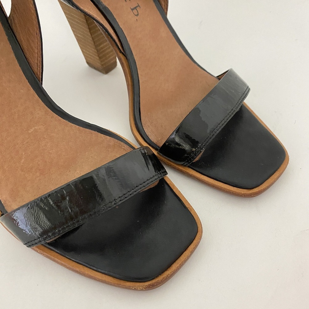 Anthropologie No 704b Almada Black Ankle Strap Patent Leather Size 39.5M Heels - Picture 5 of 14